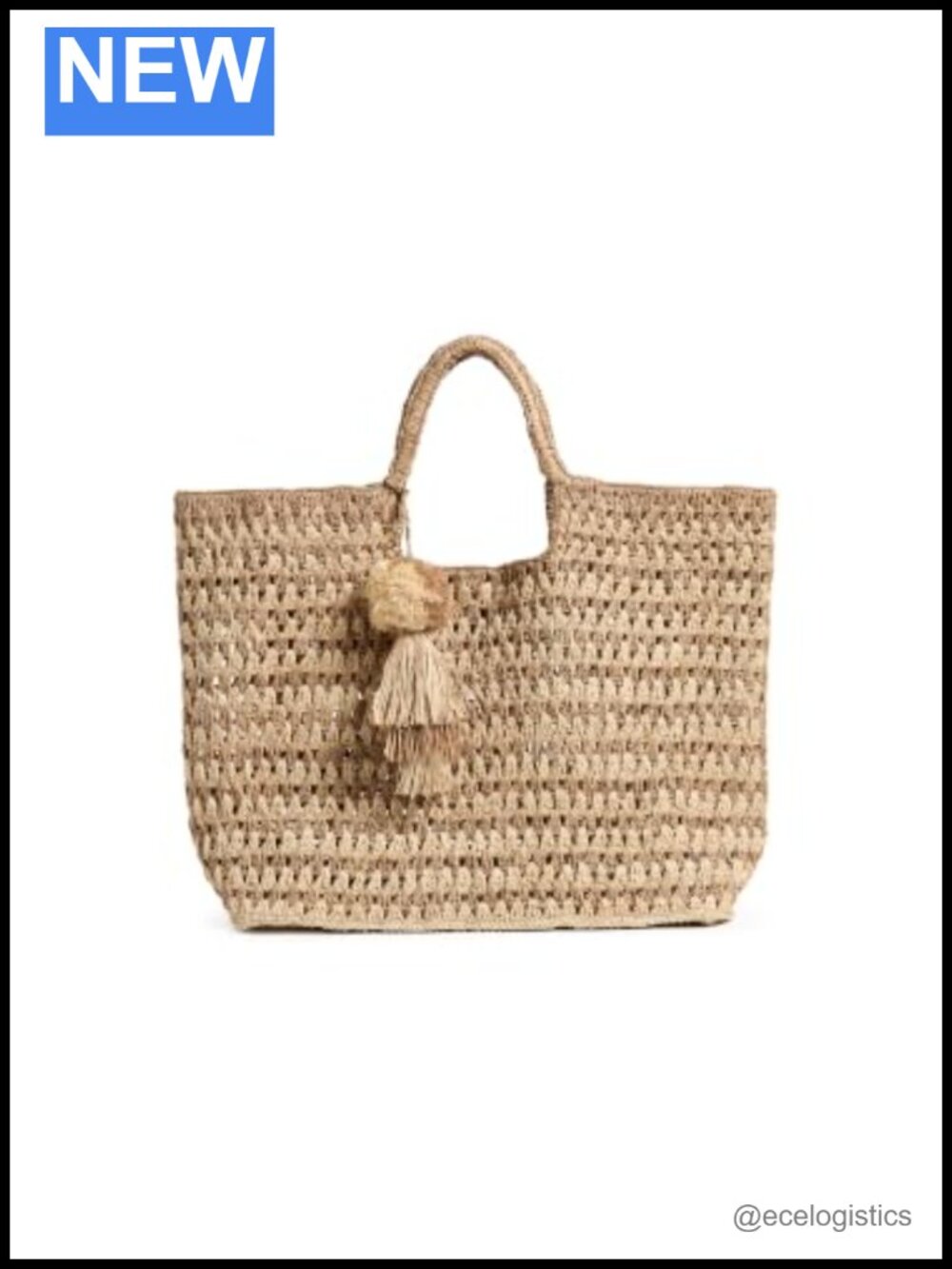 Raffia Tote with Dual Handles and Magnetic Closure – Lightweight